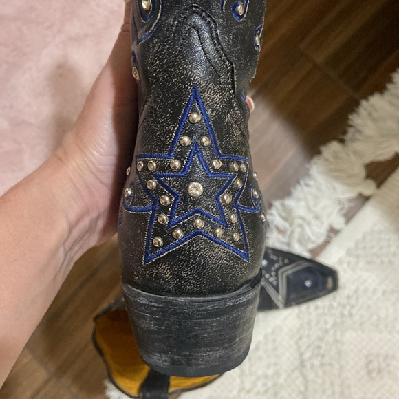 Boots Black and Blue Heeled Boots - Picture 9 of 13